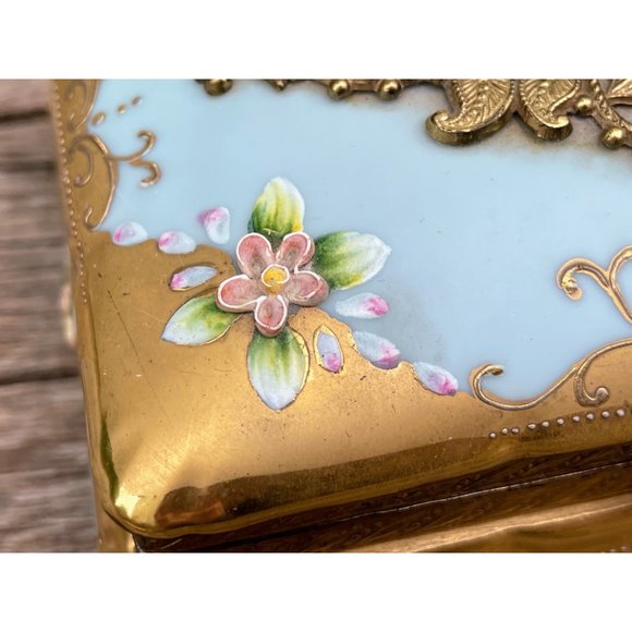 Vintage Lenwile Ardalt Porcelain Glass Jewel Vanity Set Box Match safe Trays - Picture 14 of 16